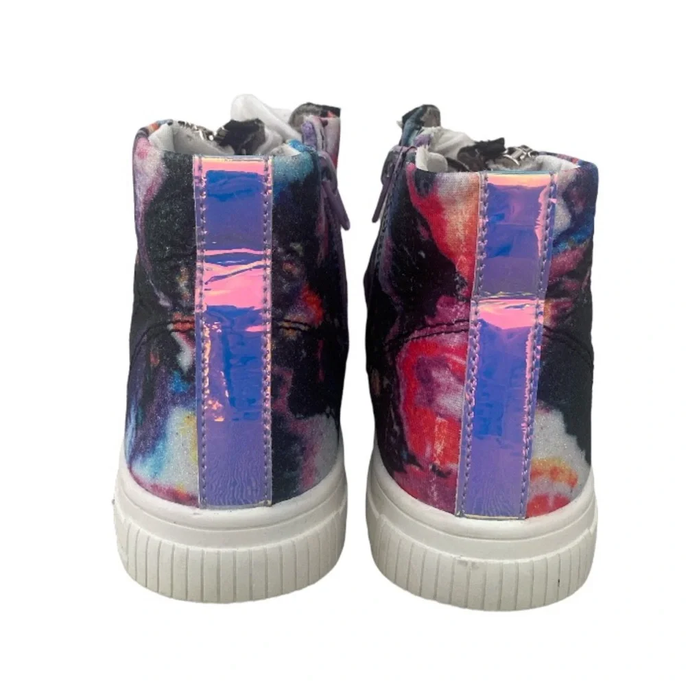 Steve Madden Girls Youth Hi-Top Sneaker multicolor metallic laces zipper size 5